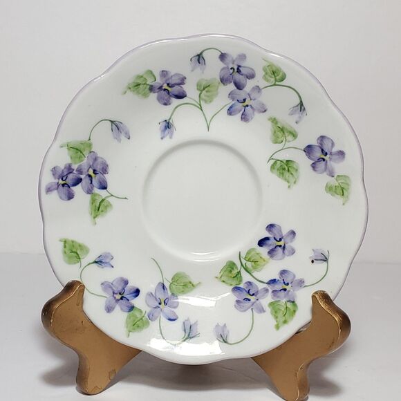 Andrea by Sadek Teacup and Saucer Purple Flowers - Picture 5 of 7